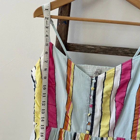 J Crew summer striped seersucker sun dress with elastic smocking at the back. - Picture 3 of 7
